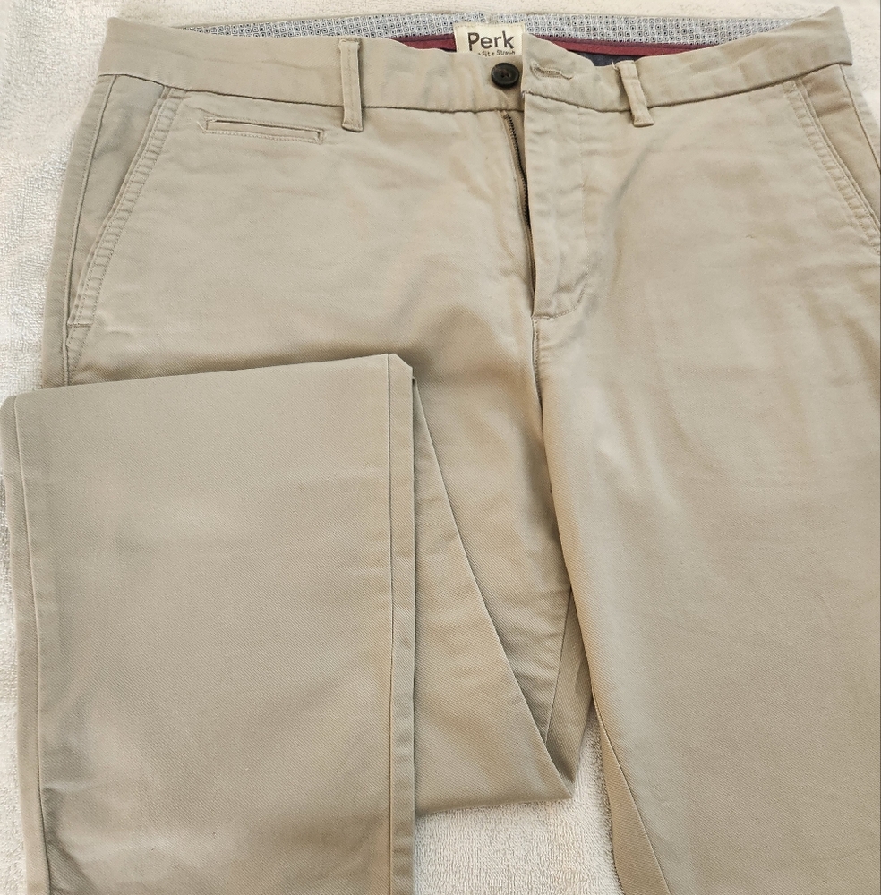 Perk Brand Straight Leg Khaki/Tan Chinos 35W/32L